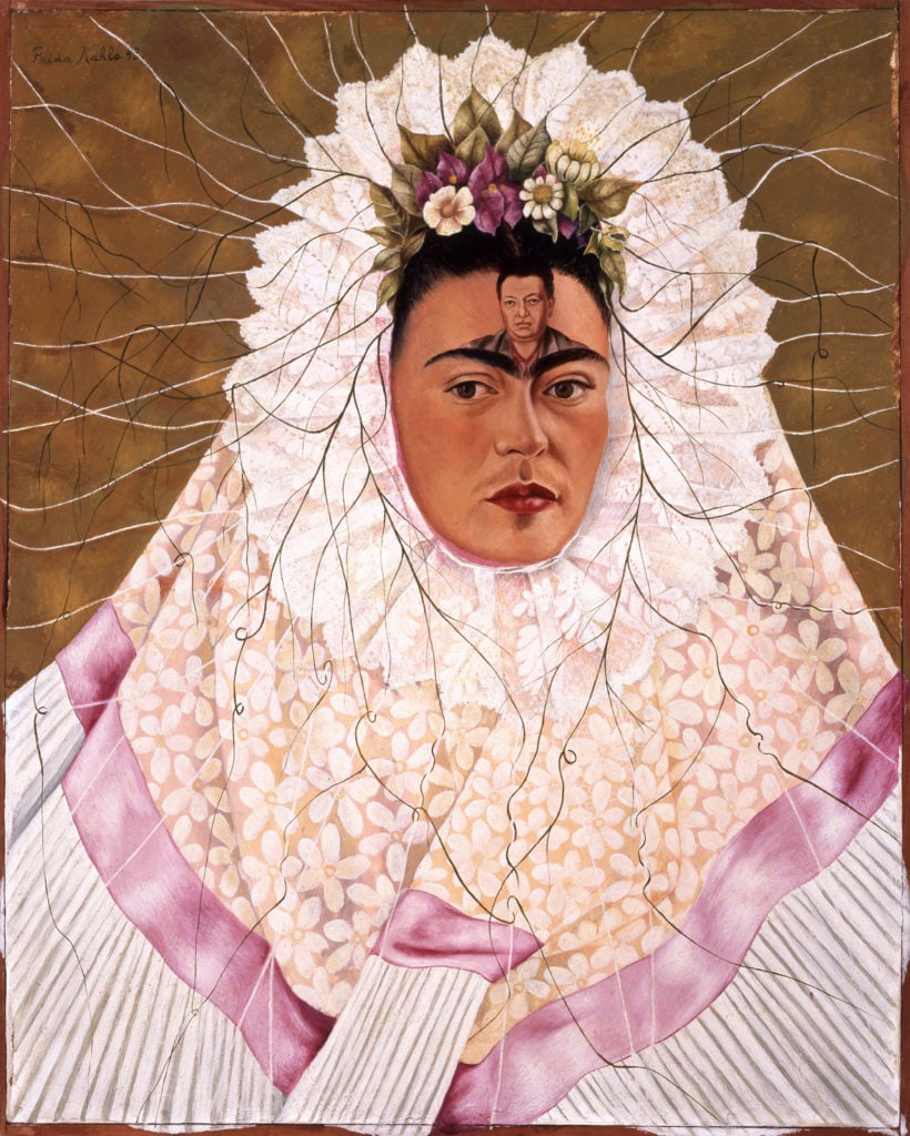 Frida Kahlo, Diego on My Mind (Self-portrait as Tehuana), 1943. Oil on canvas, 76 x 61 cm The Jacques and Natasha Gelman Collection of 20th Century Mexican Art and the Vergel Foundation © Banco de México Diego Rivera Frida Kahlo Museums Trust Mexico, D.F. / By SIAE 2023